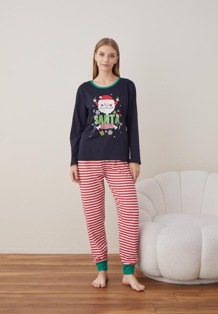 Pijama Dama Craciun "SANTA" ,maneca lunga ,pantaloni lungi,Engros